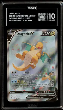 Pokemon Dragonite V Evolving Skies Full Alt Art #192 TAG 10 Gem Mint - Image 1