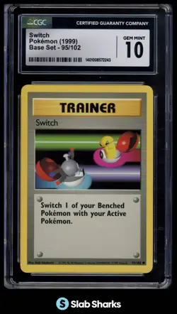 1999 POKEMON BASE SET UNLIMITED #95/102 SWITCH TRAINER COMMON CGC 10 - Image 1