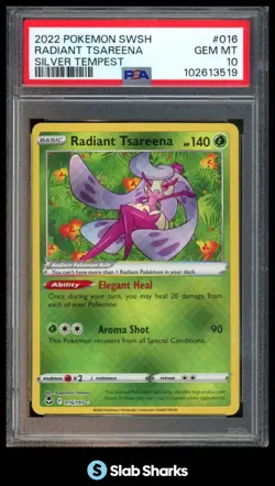 2022 POKEMON SWORD & SHIELD SILVER TEMPEST #016/195 RADIANT TSAREENA PSA 10 - Image 1