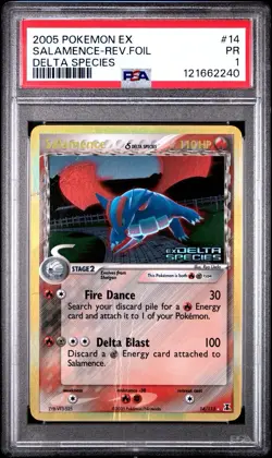 PSA 1 Salamence Reverse Holo Foil #14 EX Delta Species Stamped 2005 Pokemon PR - Image 1