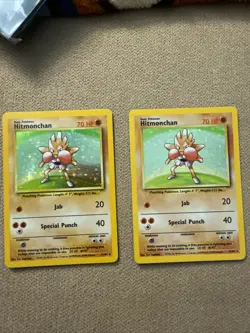 Pokemon TCG Hitmonchan X2 Base Set 7/102 Holo Unlimited Holo Rare - Image 1