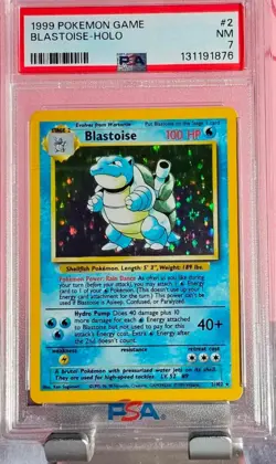 Pokemon Blastoise Holo Card 002/102 Base Set, PSA Graded 7 Near Mint - Image 1