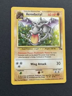 Pokemon TCG Aerodactyl Holo Rare Card 1/62 Fossil Unlimited MP/HP - Image 1