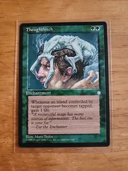 Thoughtleech - Ice Age - MTG Magic - Uncommon - Green Enchantment - Image 1