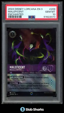 2024 LORCANA INTO THE INKLANDS MALEFICENT MISTRESS OF ALL EVIL ENCHANTED PSA 10 - Image 1