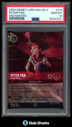 2024 DISNEY LORCANA INTO THE INKLANDS PETER PAN - PIRATE'S BANE ENCHANTED PSA 10 - Image 1