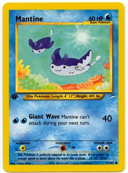 Pokemon - 1st Edition Neo Destiny Mantine 074/105 LP - Image 1