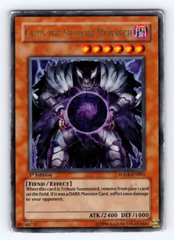Yugioh Caius the Shadow Monarch SDDE-EN001 1st Edition Ultra Rare Holo - HP ?? - Image 1