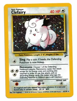 Pokemon Card: Clefairy HOLO 6/130 Base Set 2 Vintage Rare! NM - Image 1