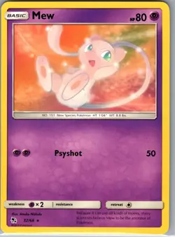 Mew 32/68 Non Holo Hidden Fates - Pokemon Card - NM - Image 1