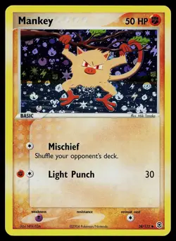 Pokemon Card - Mankey FireRed & LeafGreen 38/112 Reverse Holo - Image 1