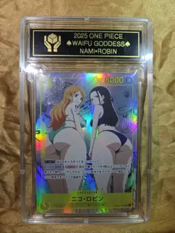 NAMI x NICO ROBIN One Piece Waifu Goddess Card CUSTOM MADE Gold/Black Label - Image 1