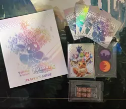 Pokemon Prismatic Evolutions ETB Contents - Sleeves, Dividers, Guide, Dice - Image 1