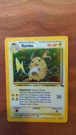 Raichu 14/62 Fossil Holo Rare Pokemon TCG Rare Moderately Played - Image 4