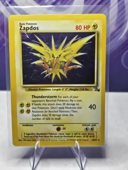 Pokemon TCG Zapdos 15/62 Fossil Unlimited Holo Rare WOTC HP - Image 1