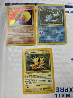 (3)Pokemon Vintage WOTC (1)Jungle Holo VAPOREON FLAREON 3/64 JOLTEON 4/64 12/64 - Image 1