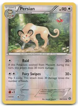 Persian #89/114 XY: Steam Siege Uncommon Reverse Holo - LP - Pokemon Card 4B - Image 1