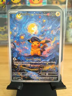 Pokemon Pikachu Starry Night Van Gogh Beautiful Moon. THIS IS A FAN ART CARD - Image 1
