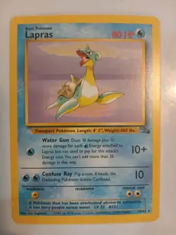 Pokemon Card- Lapras 25/62 Fossil Base Set- Non Holo- Rare - Image 1