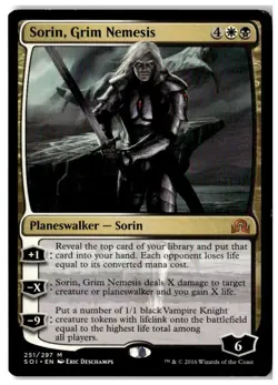 MTG Sorin, Grim Nemesis - Shadows over Innistrad Moderately Played English - Image 1