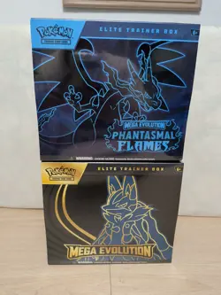 Pokemon Mega Evolution Phantasmal Flames And Mega Evolutions ETB 2 Box Bundle - Image 1