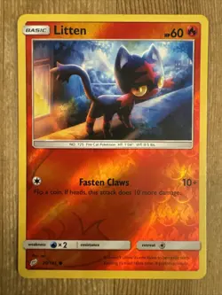 Pokemon TCG Litten Sun & Moon - Team Up 20/181 Reverse Holo Common NM - Image 1