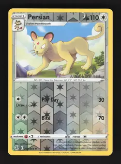 2021 Pokemon Persian 200/264 Reverse Holo Uncommon Fusion Strike - Image 1