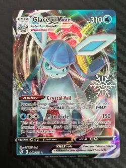Pokemon TCG Glaceon VMAX Snowflake Stamp Evolving Skies 041/203 NM - Image 1