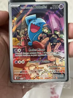 Pokemon Center Team Rocket's Wobbuffet SVP 203 PC ETB Exclusive Stamped Promo - Image 1