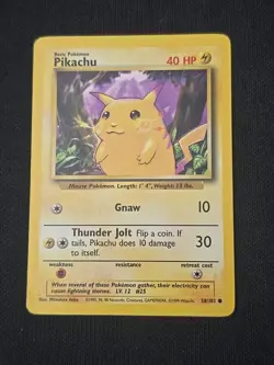 Pikachu 058/102 Base Set Regular WOTC Vintage Pokemon TCG Light Played - Image 1