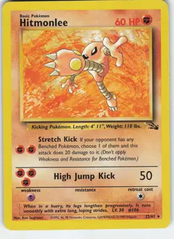 Hitmonlee 22/62 Fossil Rare Unlimited LP/MP Pokemon TCG - Image 1