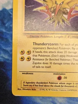 Zapdos 30/62 Fossil Non-Holo LP - WOTC English Pokemon TCG - Image 2