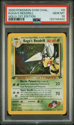 2000 POKEMON GYM CHALLENGE HOLO-1ST ED #9 KOGA'S BEEDRILL PSA 10 - Image 1