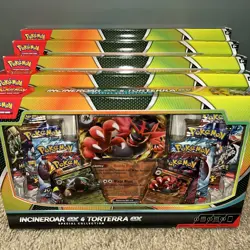 Pokemon Trading Cards Incineroar ex Torterra ex Special Collection Box LOT OF 5 - Image 3