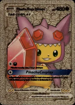Pokemon Fan Art Display Gold Foil Card Pikachu Mega Sableye - Image 1