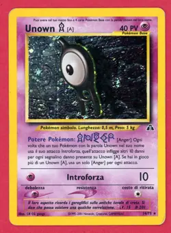 ITALIAN Unown [A] 14/75 Holo Rare Neo Discovery Pokemon Card - HP CREASED - Image 1