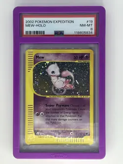 Mew Expedition Holo #19 PSA 8 NM-MT 2002 Pokemon Card w/Guard - Image 1
