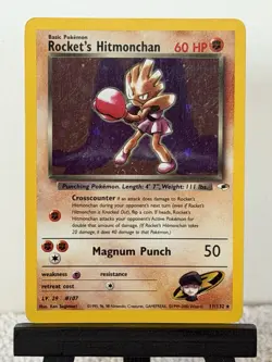 Rockets Hitmonchan Gym Heroes Trading Card 11/132 Holo 2000 LP - Image 1