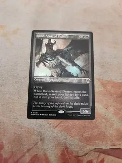 Rune-Scarred Demon Foil Etched Commander Masters MTG NM - Image 1
