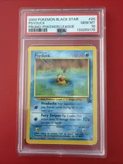 2000 Pokemon Black Star Promo Psyduck 20 Pokemon League PSA 10 - Image 1