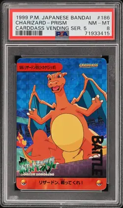 1999 POKEMON JPN BANDAI CARDDASS VENDING SER 5 #186 CHARIZARD-PRISM PSA 8 - Image 1