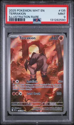 TERRAKION #135 ILLUSTRATION RARE 2025 POKEMON WHT EN WHITE FLARE PSA 9 LOW POP - Image 1