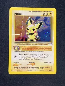 Pokemon Neo Genesis Pichu Holo Card 12/111 Unlimited Damaged See Pics - Image 1