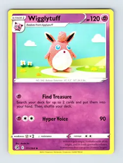 Wigglytuff SWSH08: Fusion Strike Uncommon Non Holo 111/264 Pokemon NM/LP Card - Image 1