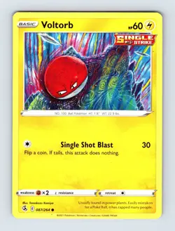 Voltorb SWSH08: Fusion Strike Common Non Holo 087/264 Pokemon NM/LP Card - Image 1