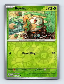 Rowlet SV03: Obsidian Flames Common Reverse Holo 013/197 NM/LP Pokemon Cards - Image 1