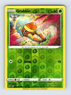 Grubbin SWSH02: Rebel Clash Common Reverse Holo 016/192 NM/LP Pokemon Cards - Image 1