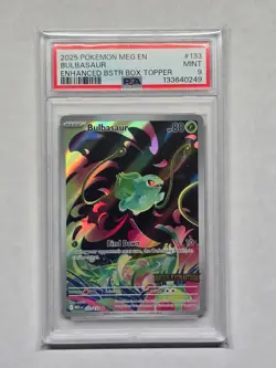 PSA 9 Bulbasaur 133 Stamped Promo Mega Evolution Pokemon Card - Image 1