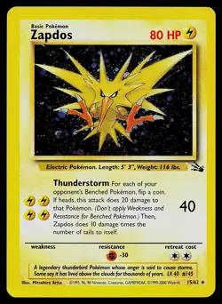 Pokemon Fossil 15/62 Zapdos Cosmos Holo Theme Deck Pokemon Card - Image 1