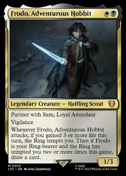 Near Mint, English - 2 x MTG Frodo, Adventurous Hobbit - Foil Commander: Lord of - Image 1